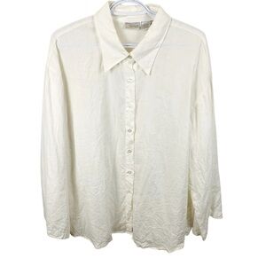 Spiegel sz 1X White 100% Linen Wide Sleeve Tunic Blouse NWOT Vintage Lagenlook